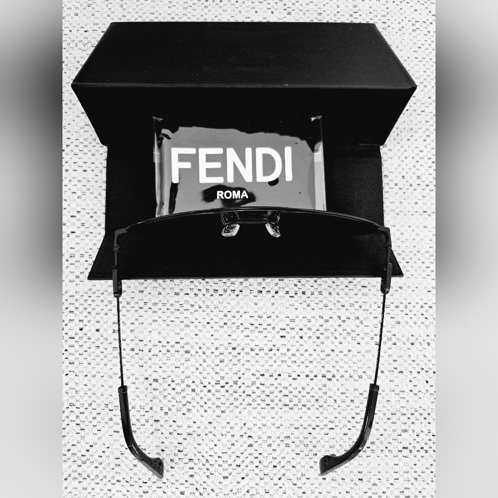 NWT FENDI Black Metal Sunglasses with Dark Oval Lenses - Picture 8 of 14